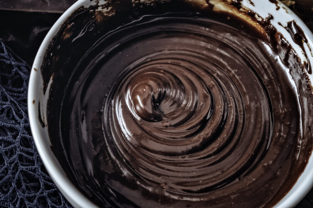 Close-Up of chocolate brownie batter